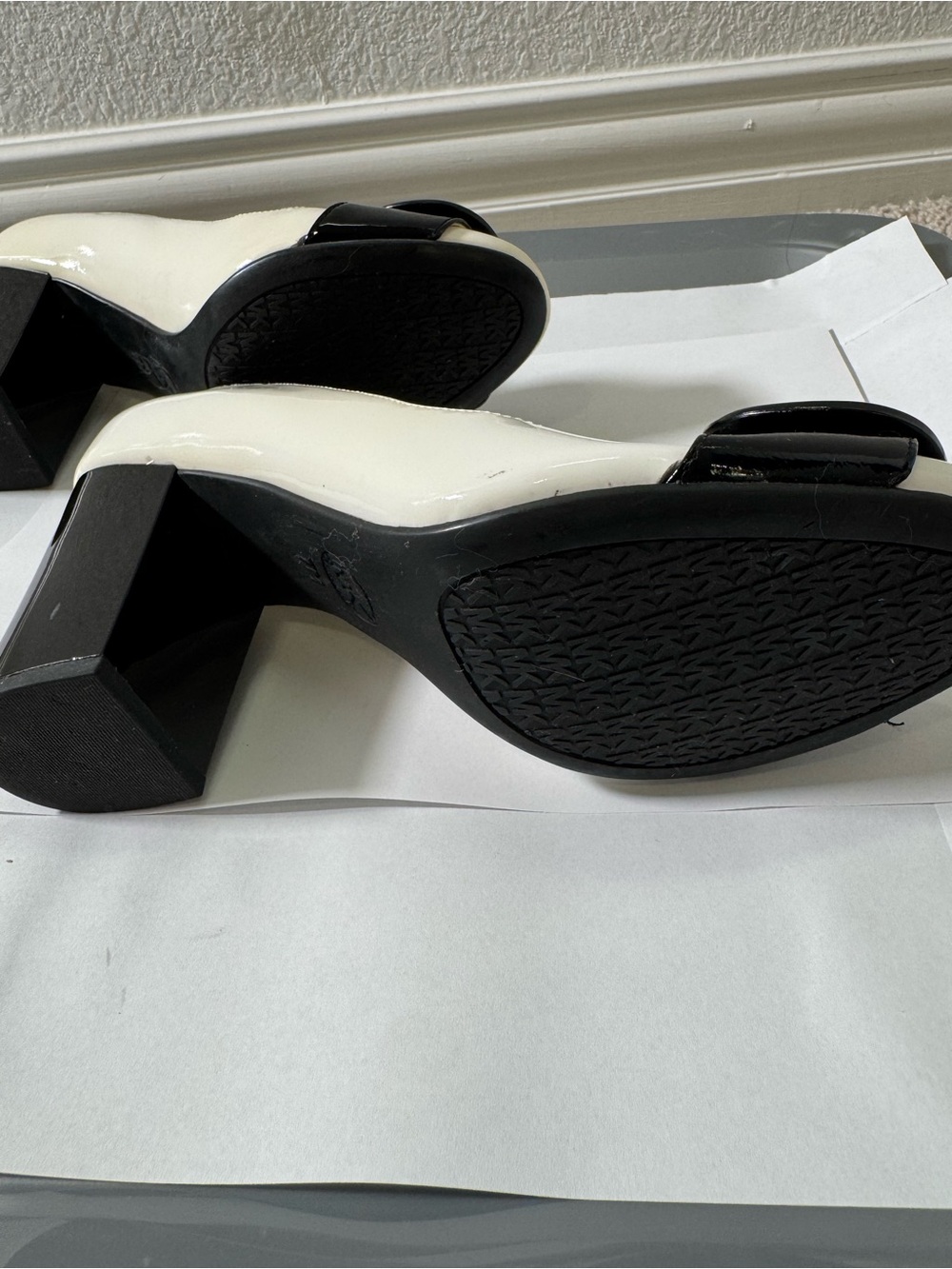 Michael Kors Black & White Patent Leather with Black Accent Buckle / Black Heel - Picture 10 of 16